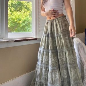 Green cottage core skirt